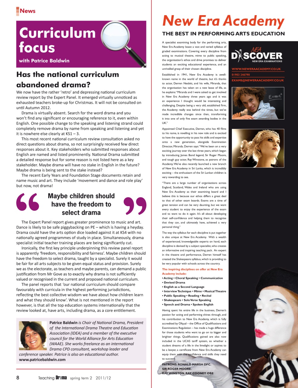 Drama and Theatre Preview Pages