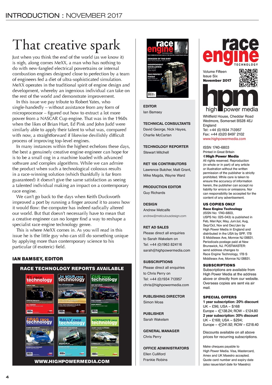 Race Engine Technology Preview Pages