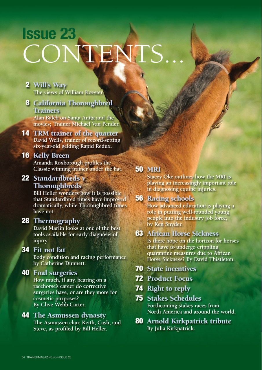 North American Trainer Magazine - horse racing Preview Pages