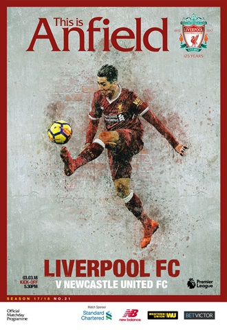 Liverpool FC Programmes issue vs Newcastle United 17/18