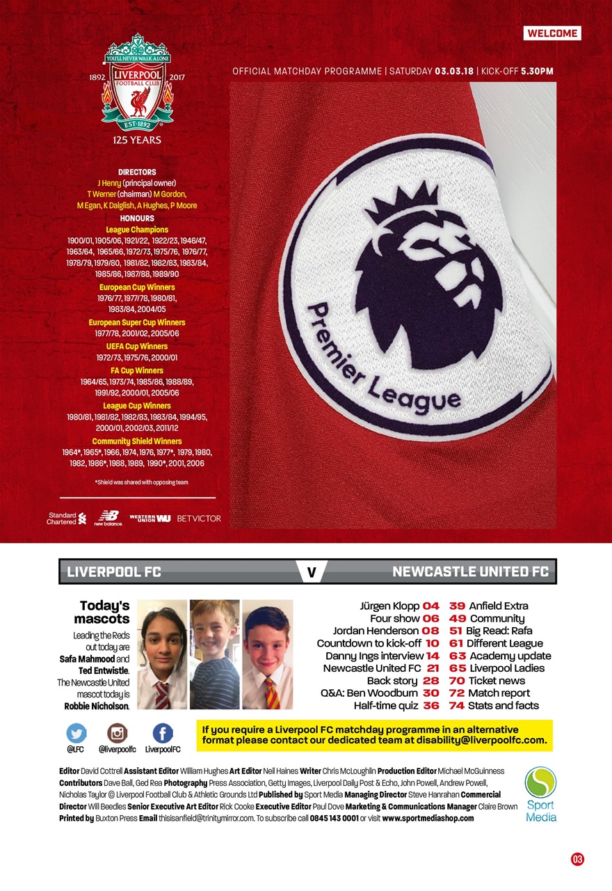 Liverpool FC Programmes Preview Pages
