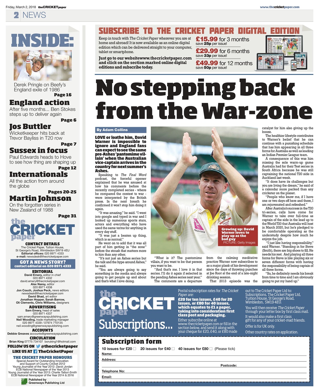 The Cricket Paper Preview Pages