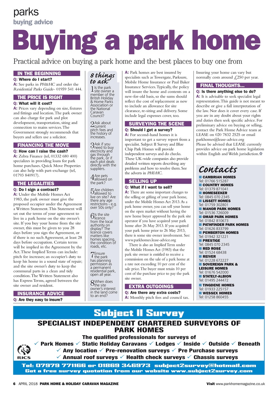 Park Home & Holiday Living Preview Pages