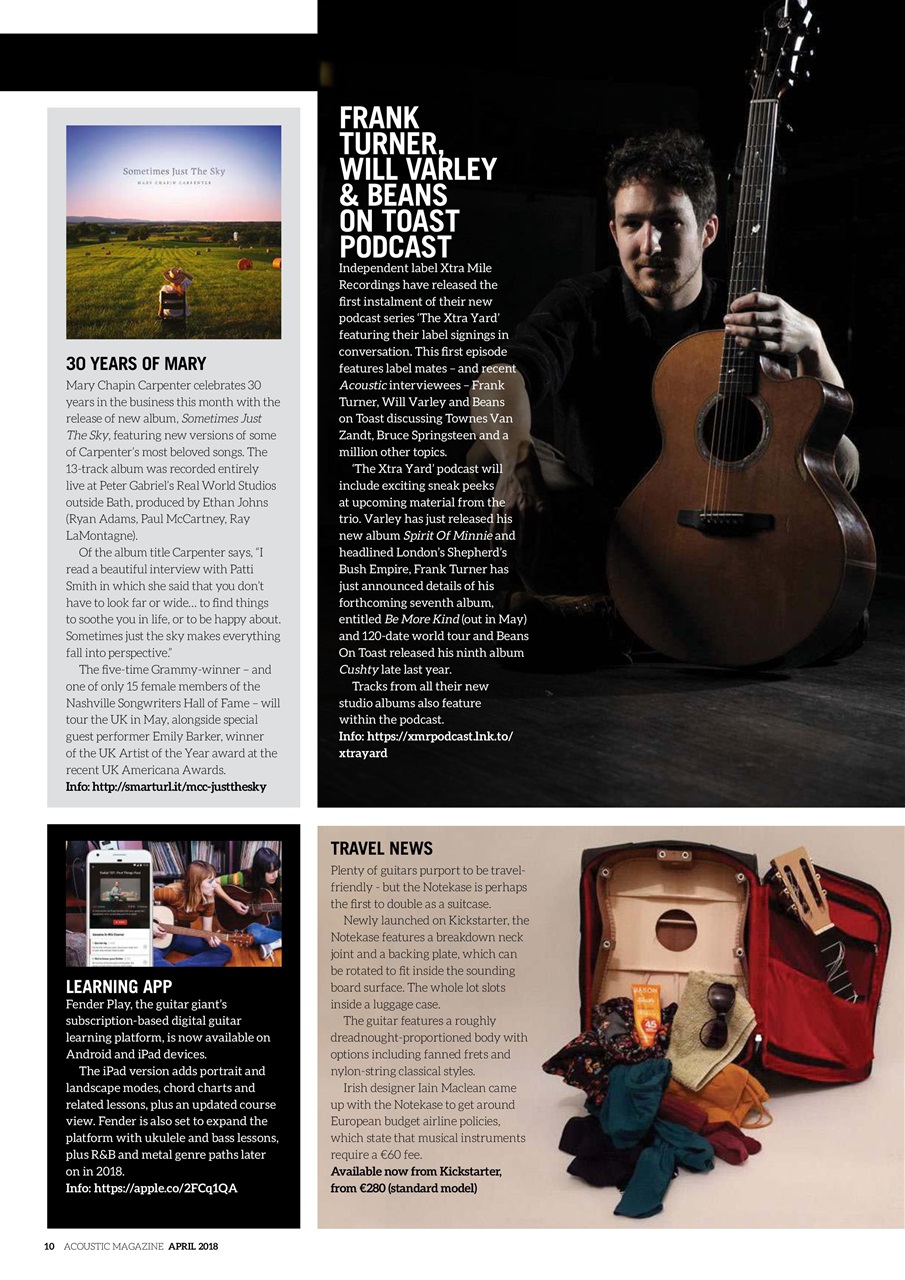Acoustic Magazine Subscriptions and April 2018 Issue