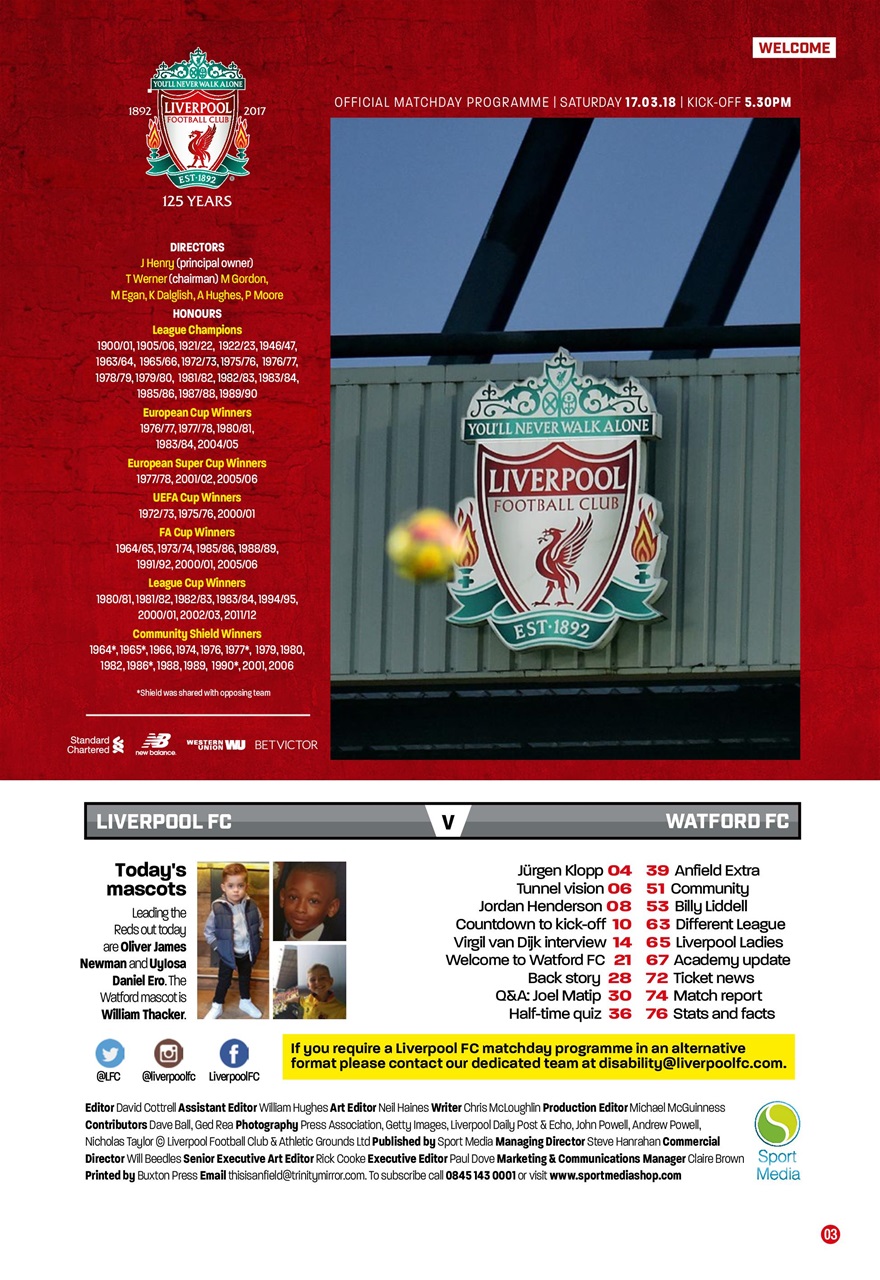 Liverpool FC Programmes Preview Pages