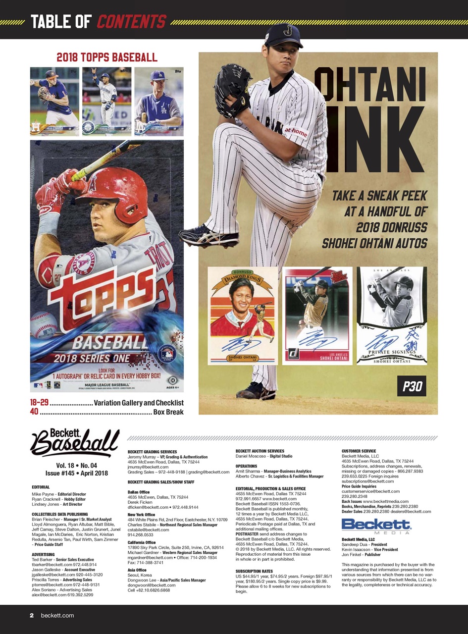 Beckett Baseball Magazine Preview Pages