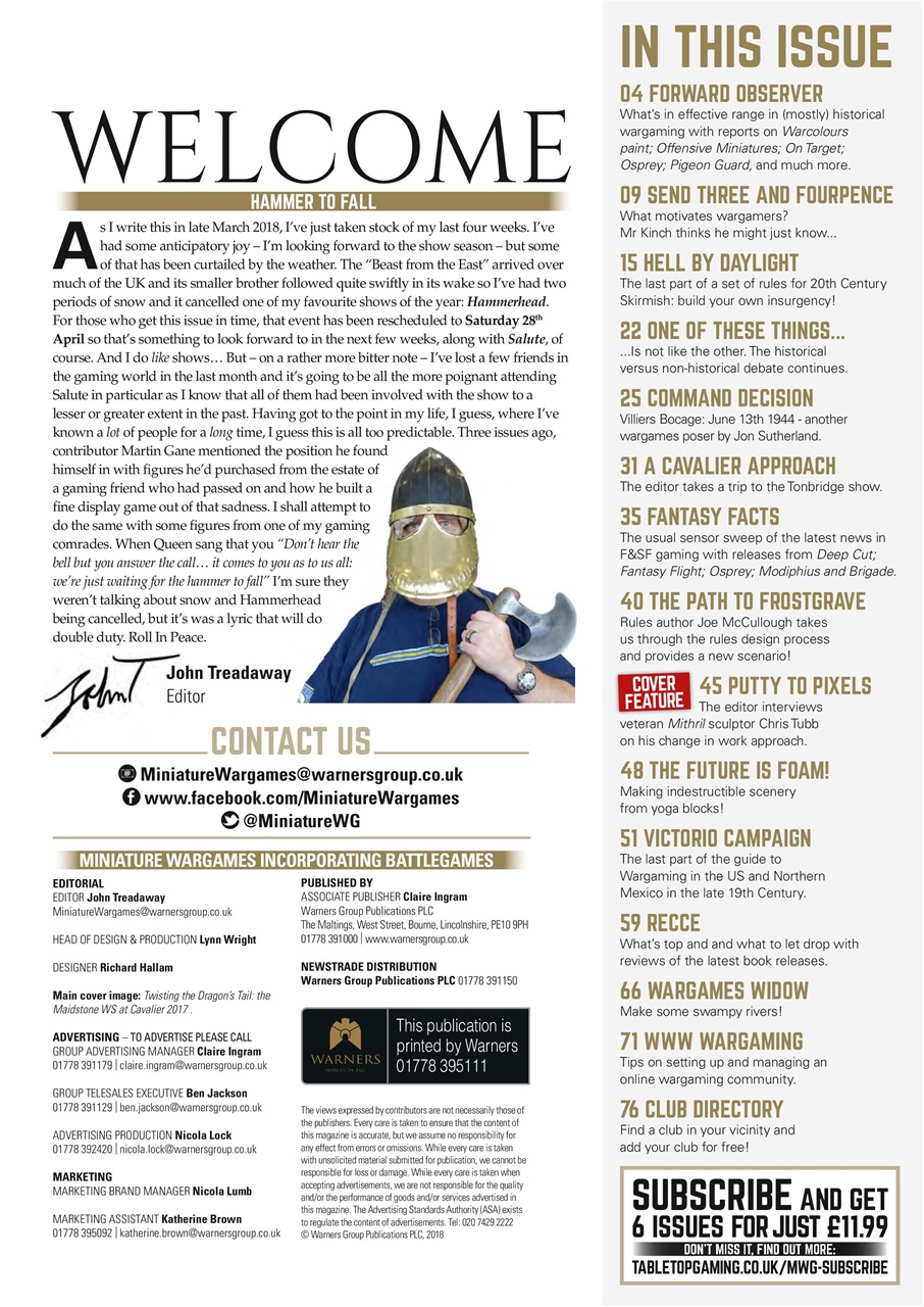 Miniature Wargames Preview Pages