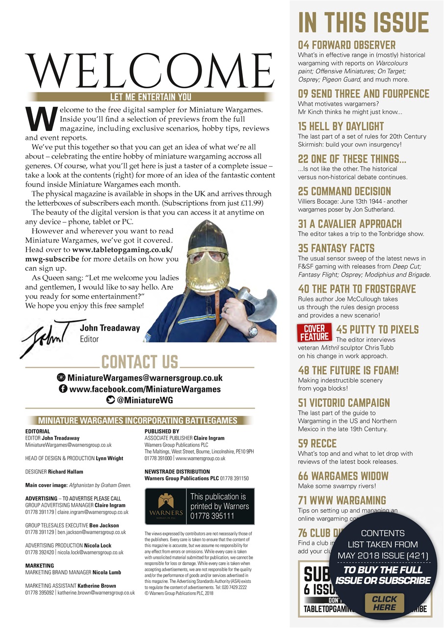 Miniature Wargames Preview Pages