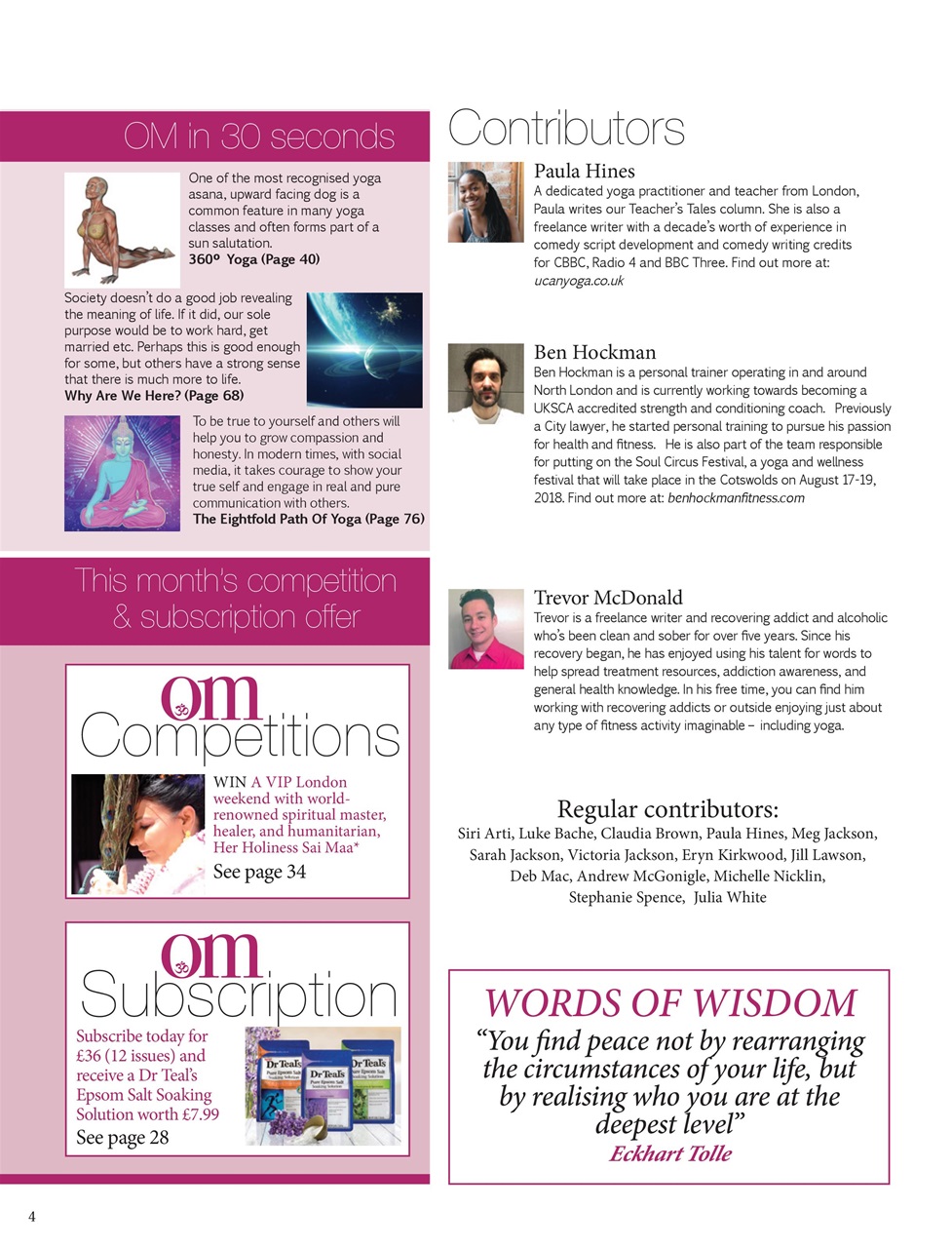 OM Yoga Magazine Preview Pages