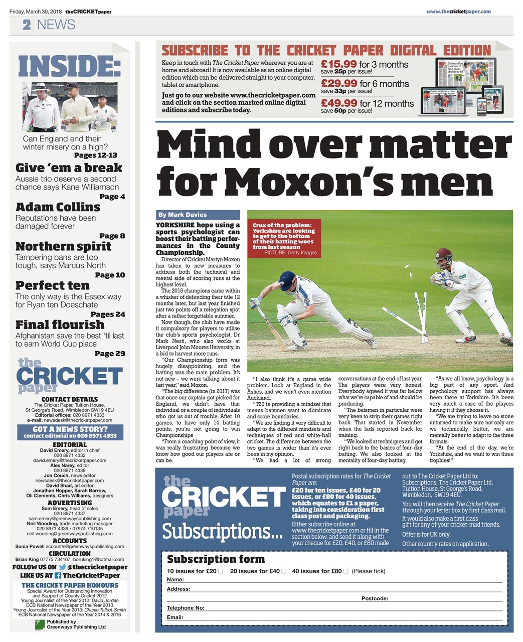 The Cricket Paper Preview Pages