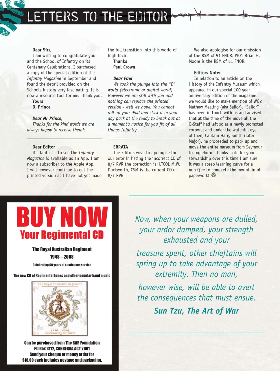 Australian Infantry Magazine Preview Pages
