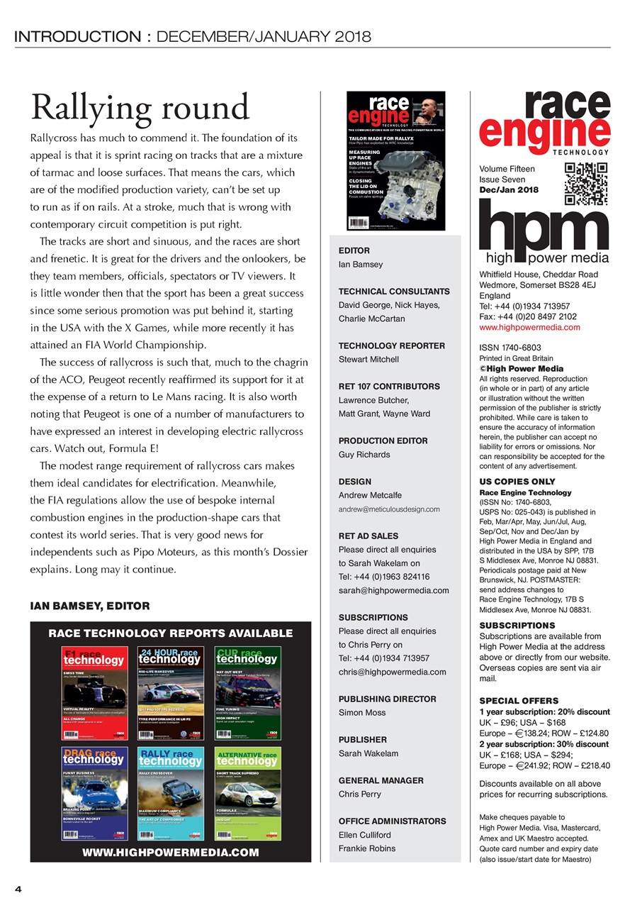 Race Engine Technology Preview Pages