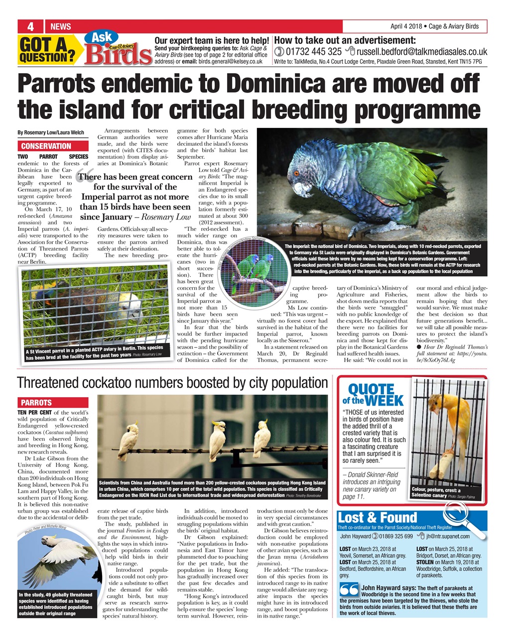 Cage & Aviary Birds Preview Pages