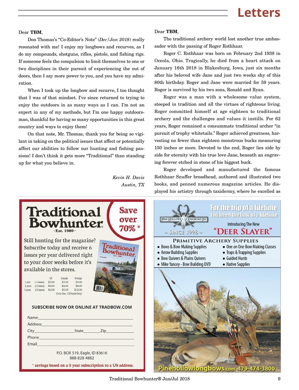 Traditional Bowhunter Magazine Preview Pages