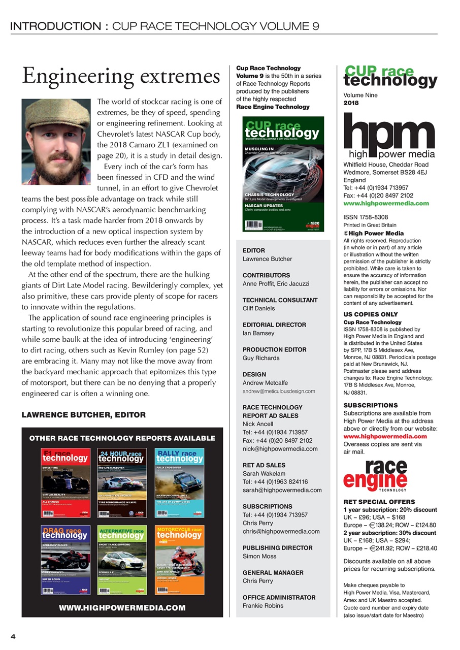 CUP Race Technology Preview Pages