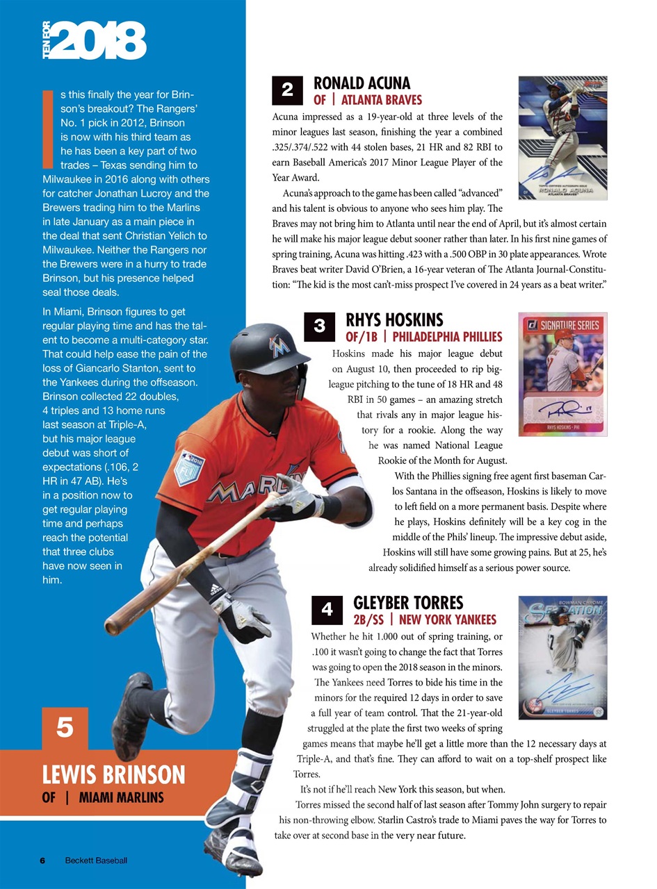 Beckett Baseball Magazine Preview Pages