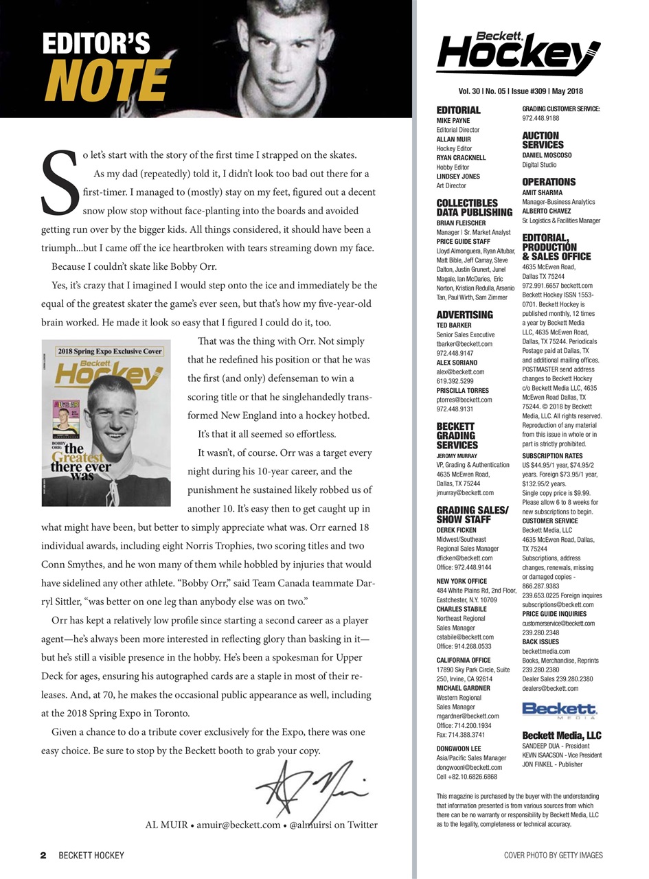 Beckett Hockey Magazine Preview Pages