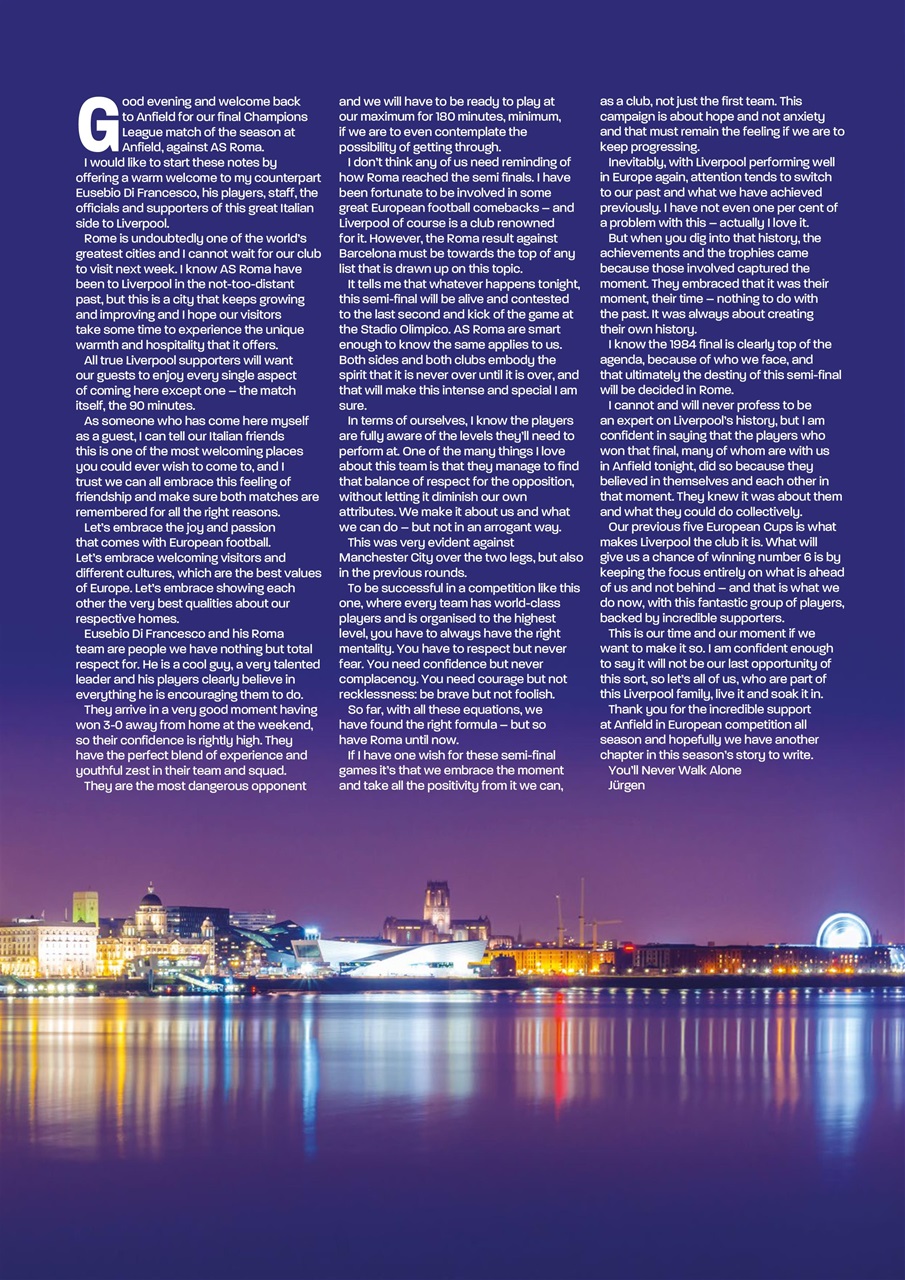 Liverpool FC Programmes Preview Pages