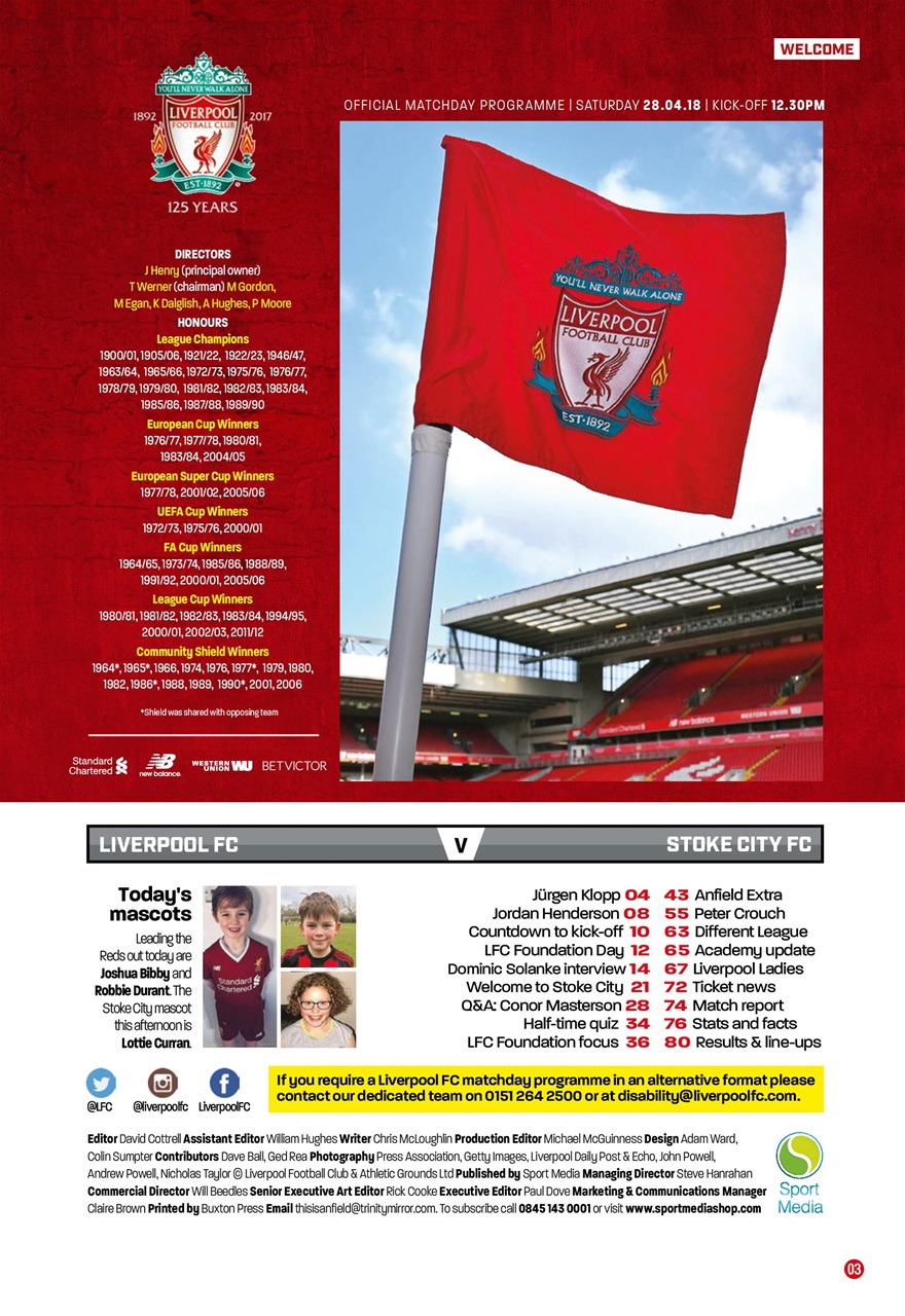 Liverpool FC Programmes Preview Pages