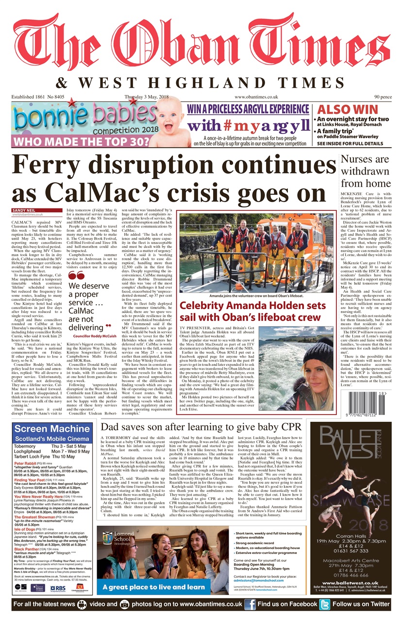 The Oban Times & Lochaber Times Preview Pages