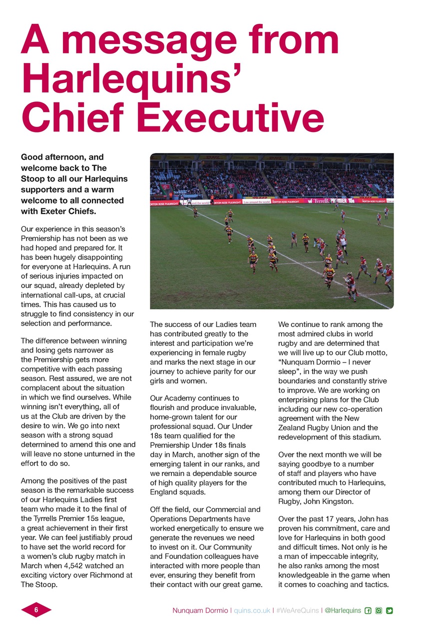 Harlequins Preview Pages