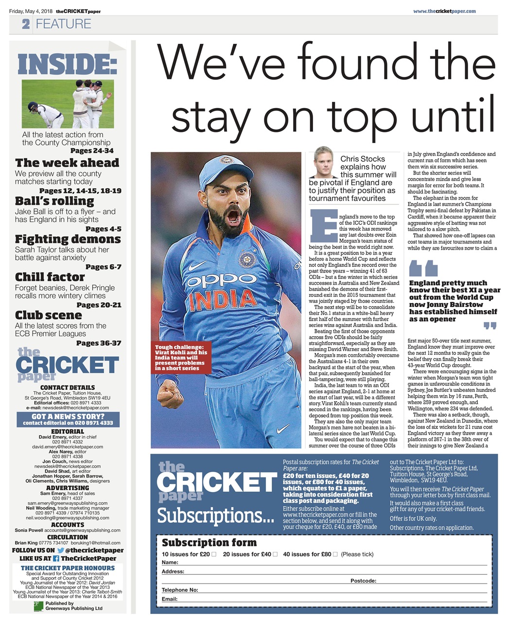 The Cricket Paper Preview Pages