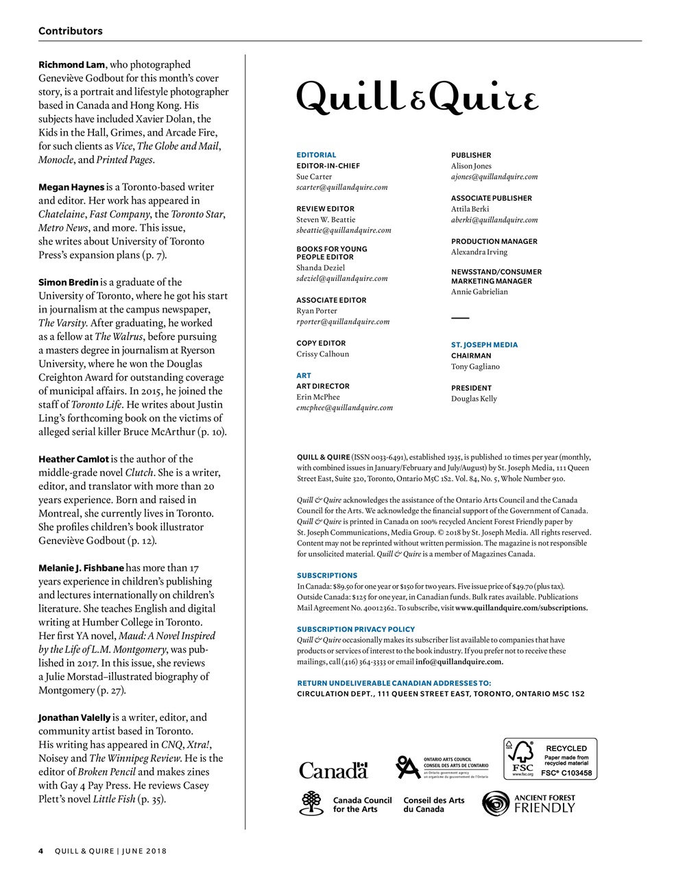 Quill & Quire Preview Pages