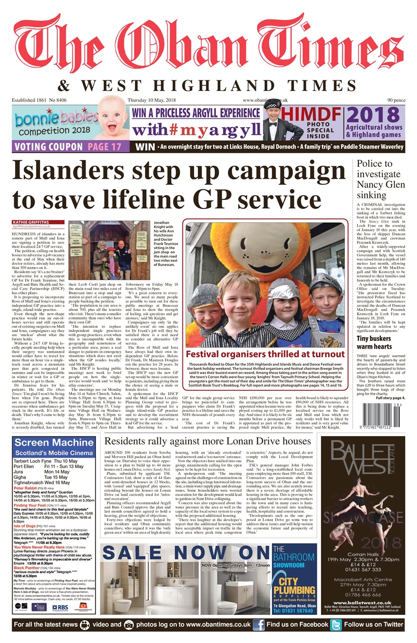 The Oban Times & Lochaber Times Preview Pages