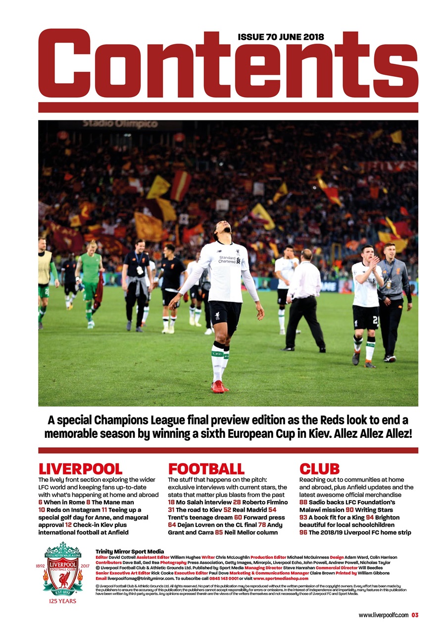 Liverpool FC Magazine Preview Pages
