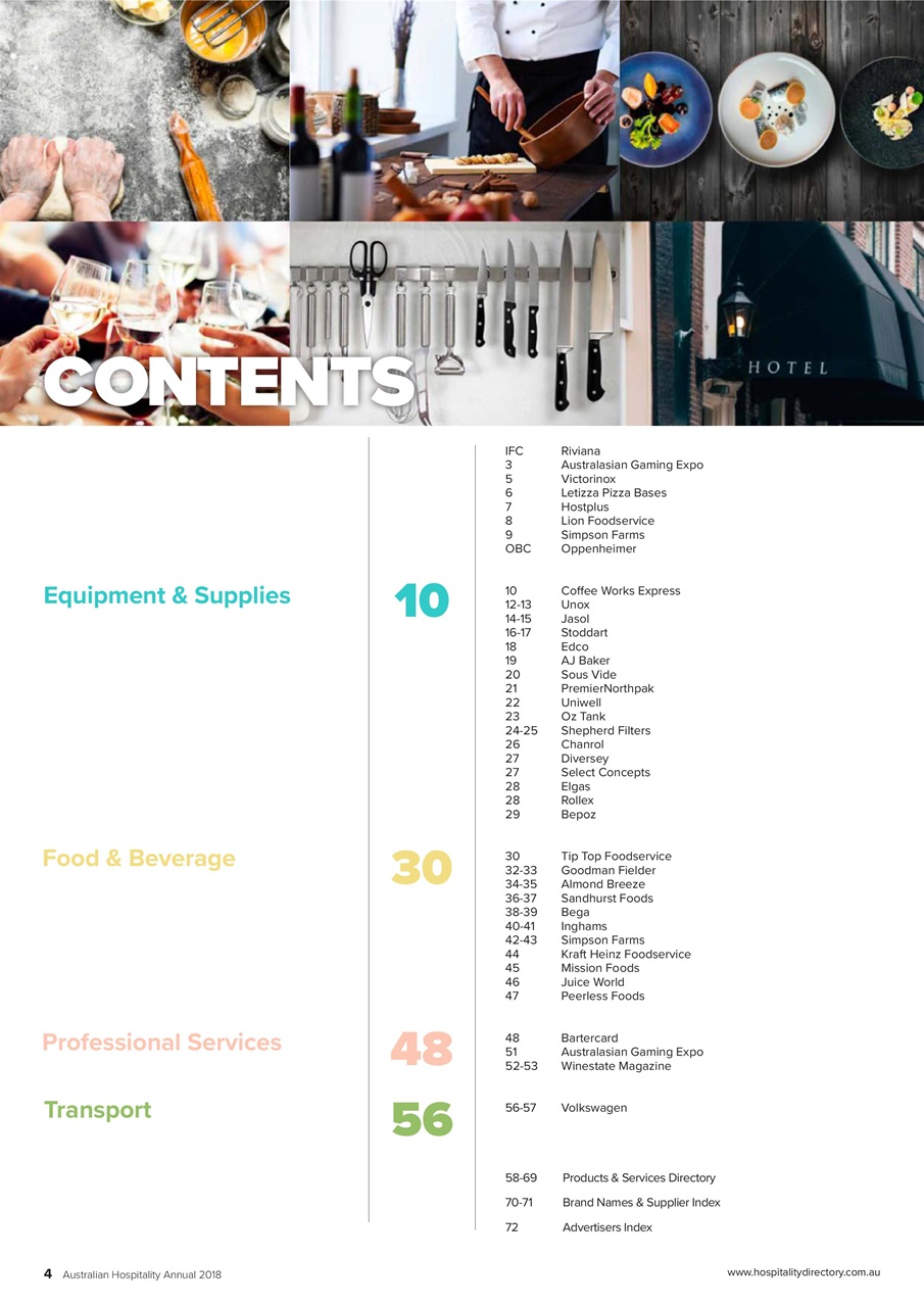 Australian Hospitality Directory Preview Pages