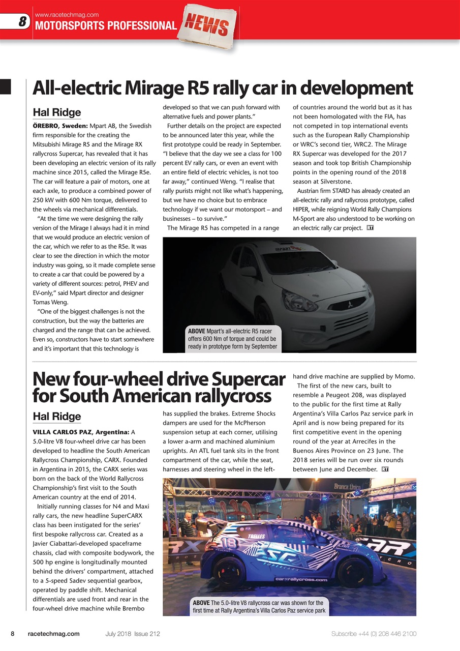 Race Tech Preview Pages