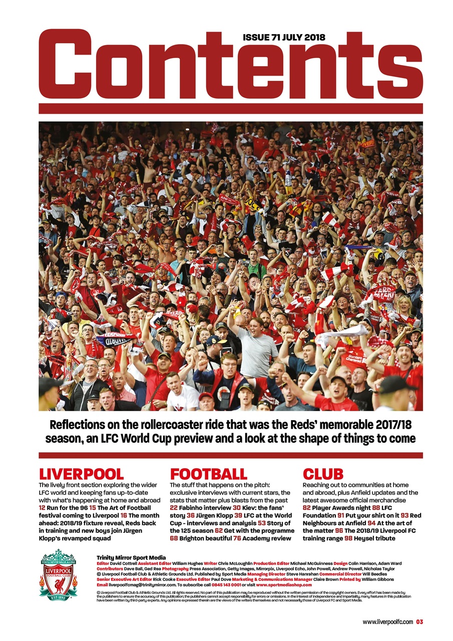 Liverpool FC Magazine Preview Pages