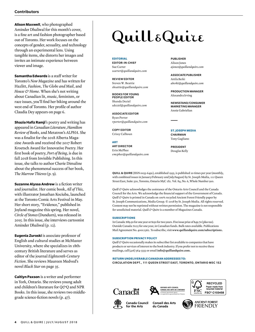 Quill & Quire Preview Pages