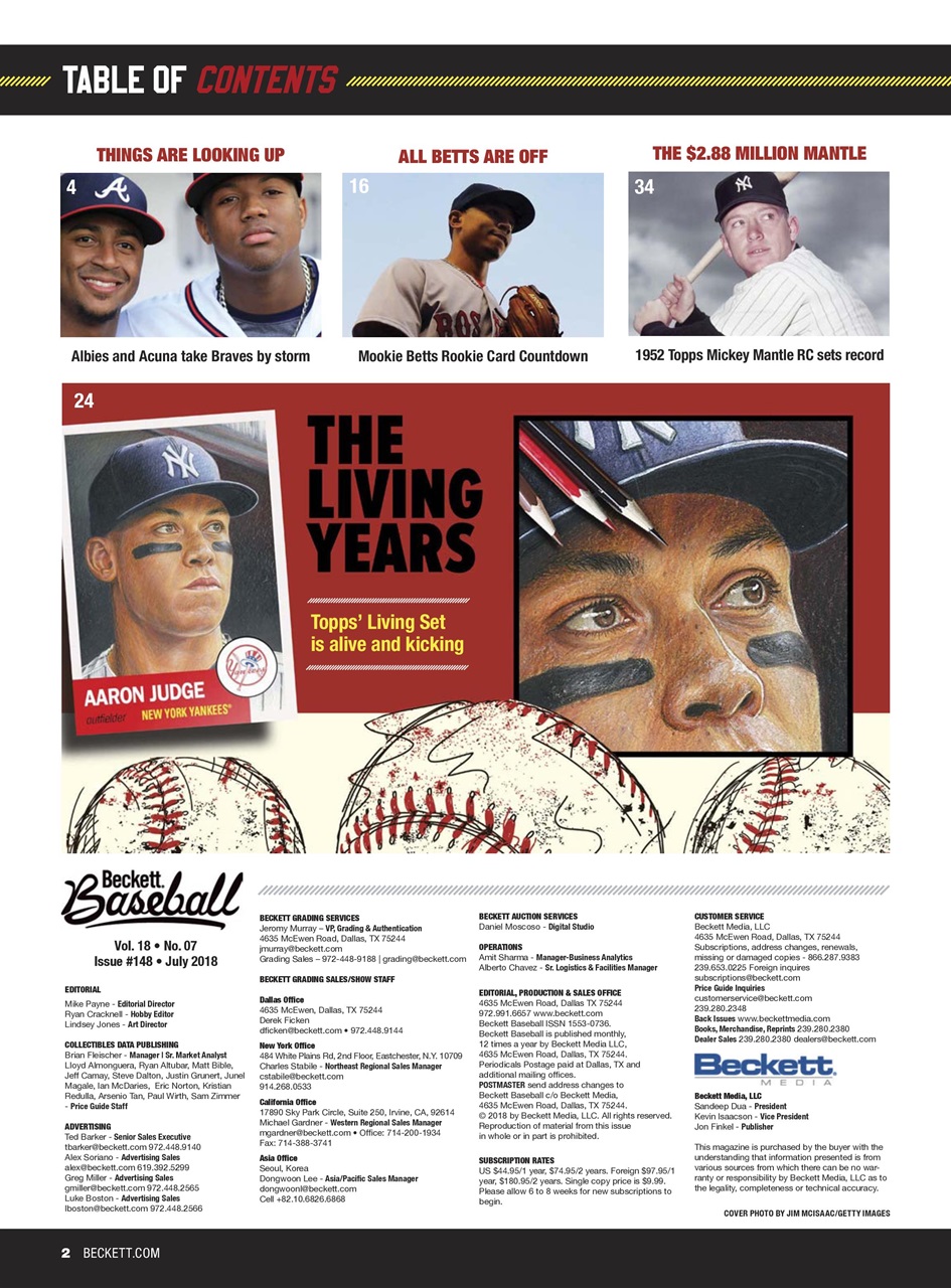 Beckett Baseball Magazine Preview Pages