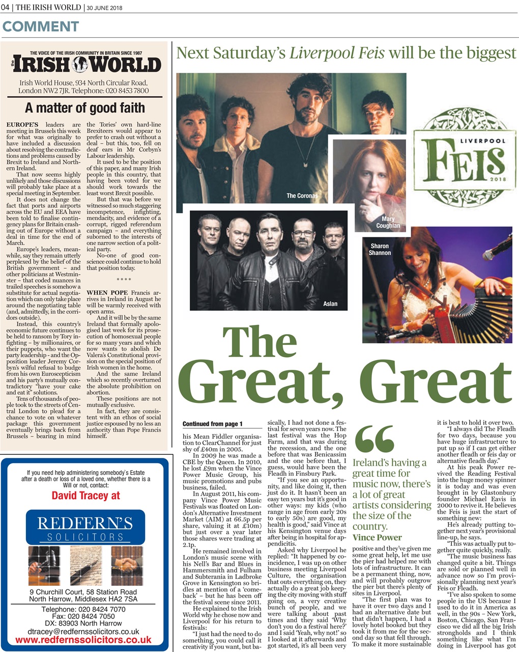 Irish World Preview Pages