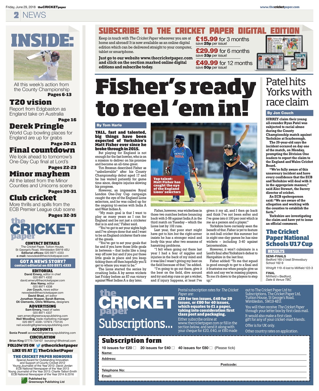 The Cricket Paper Preview Pages