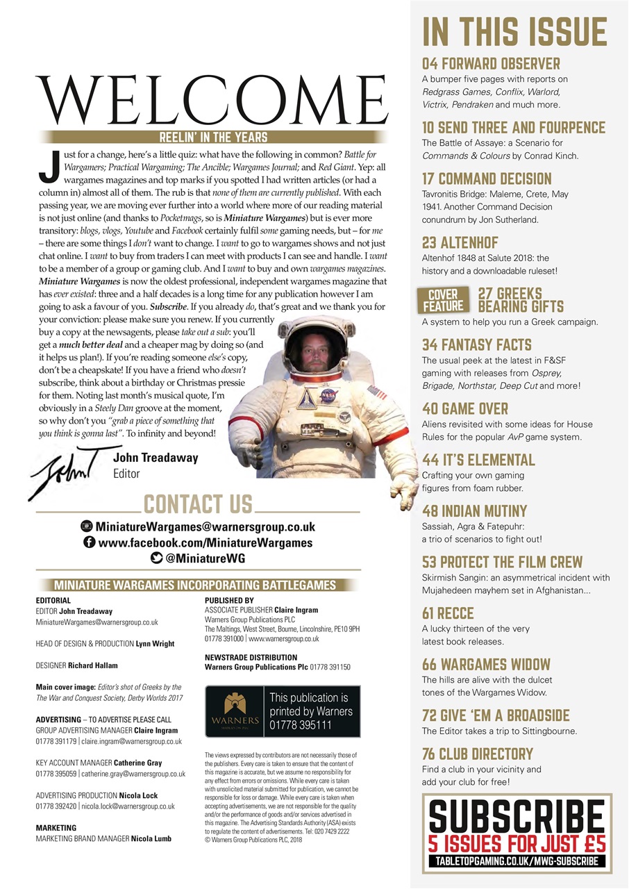 Miniature Wargames Preview Pages