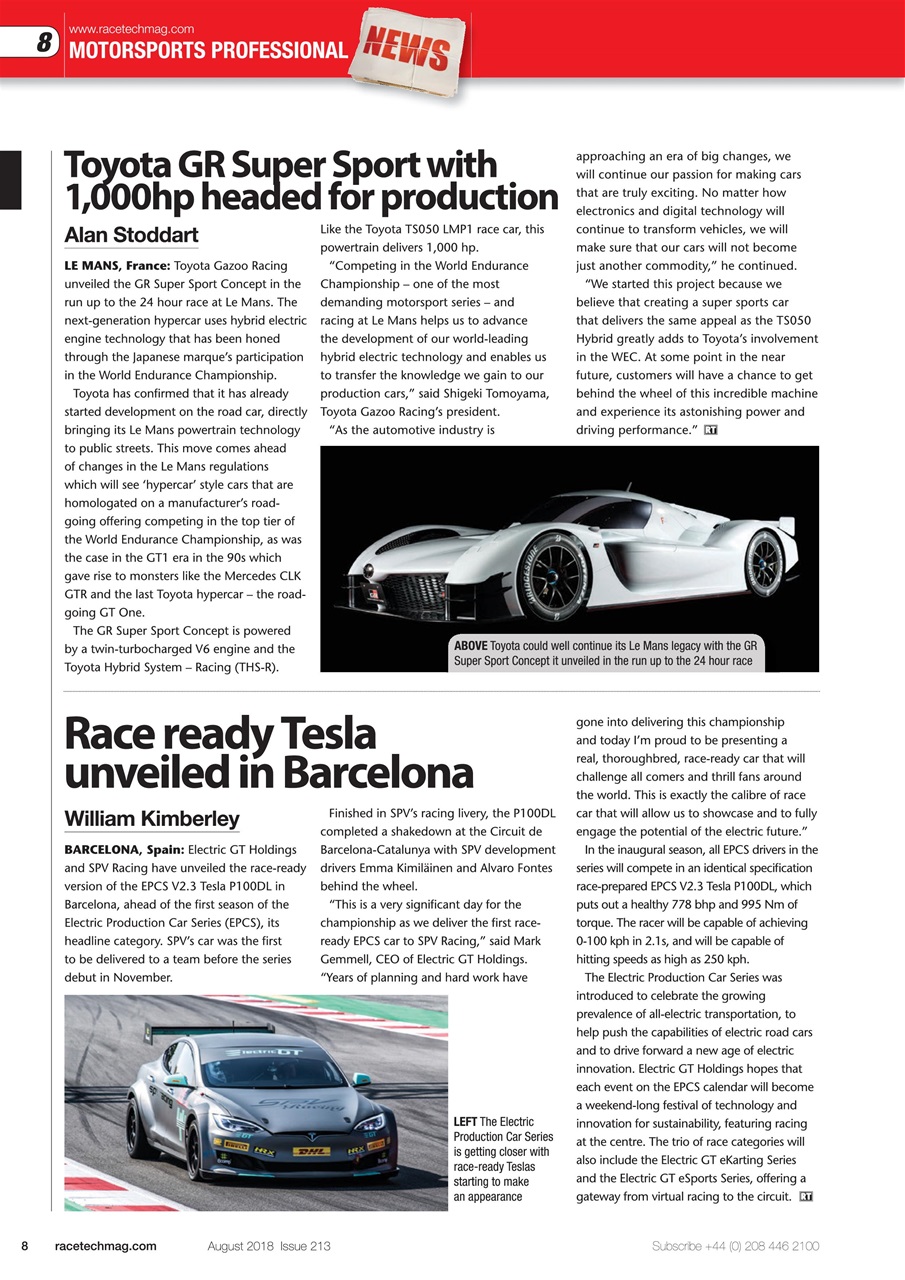 Race Tech Preview Pages