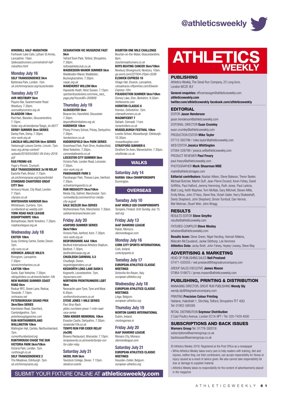 AW – Athletics Weekly Magazine Preview Pages
