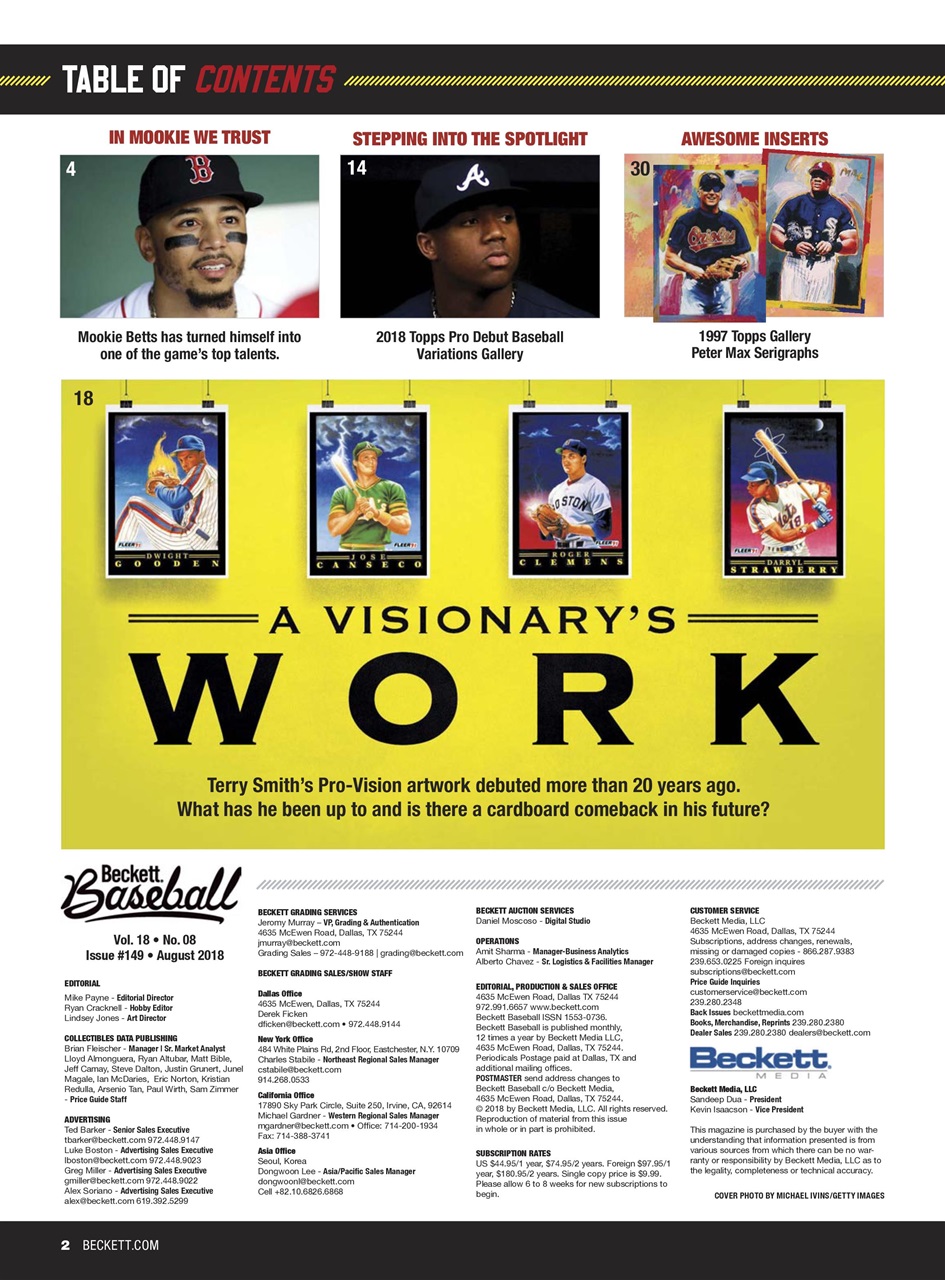 Beckett Baseball Magazine Preview Pages