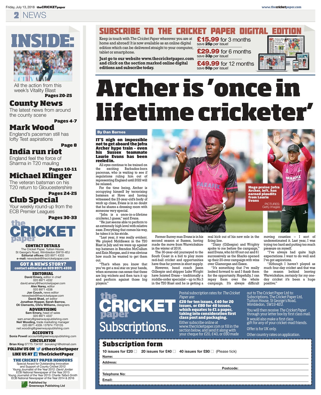 The Cricket Paper Preview Pages