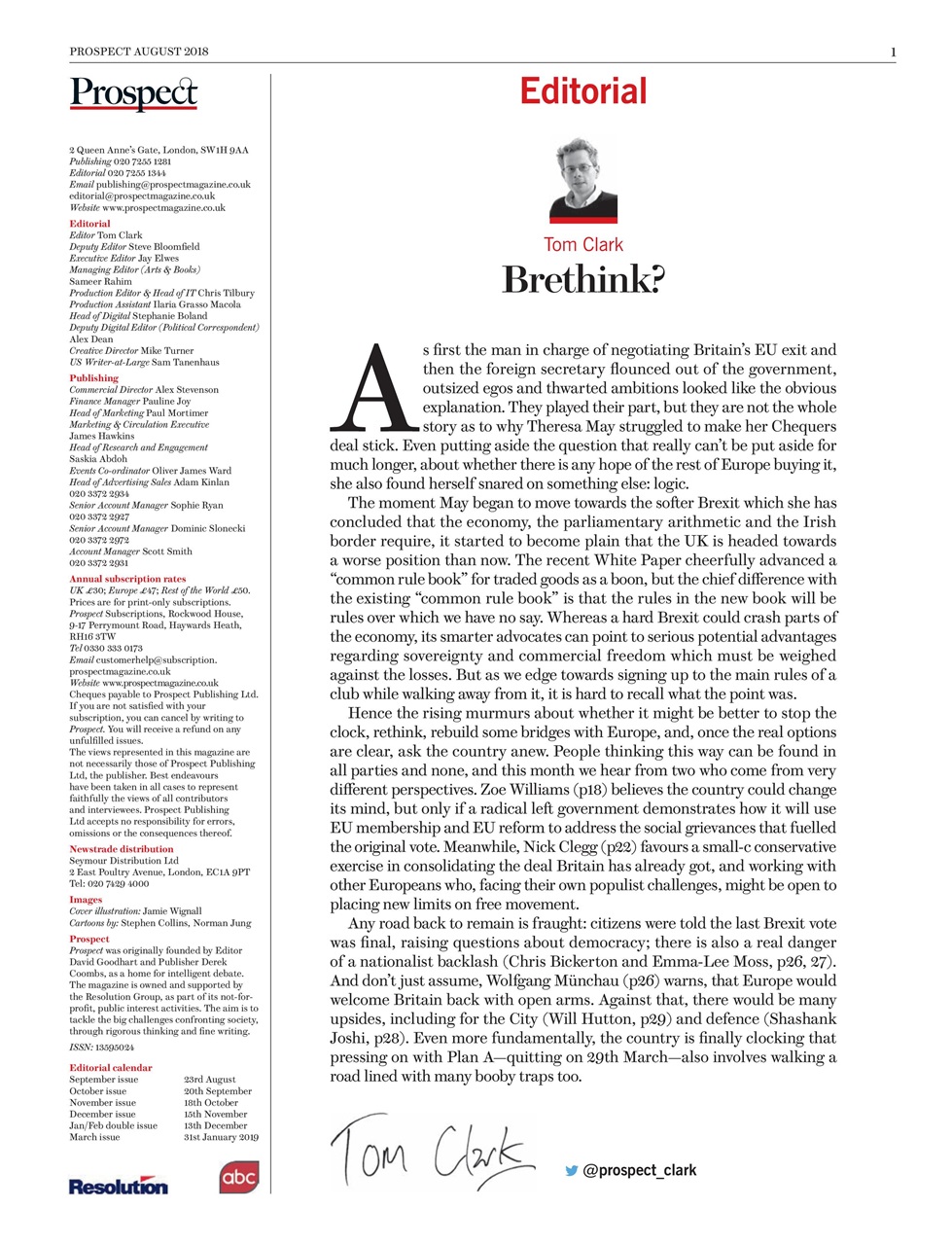 Prospect Magazine Preview Pages