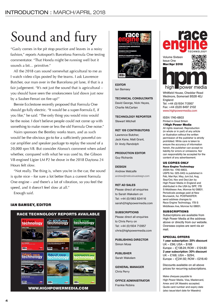 Race Engine Technology Preview Pages