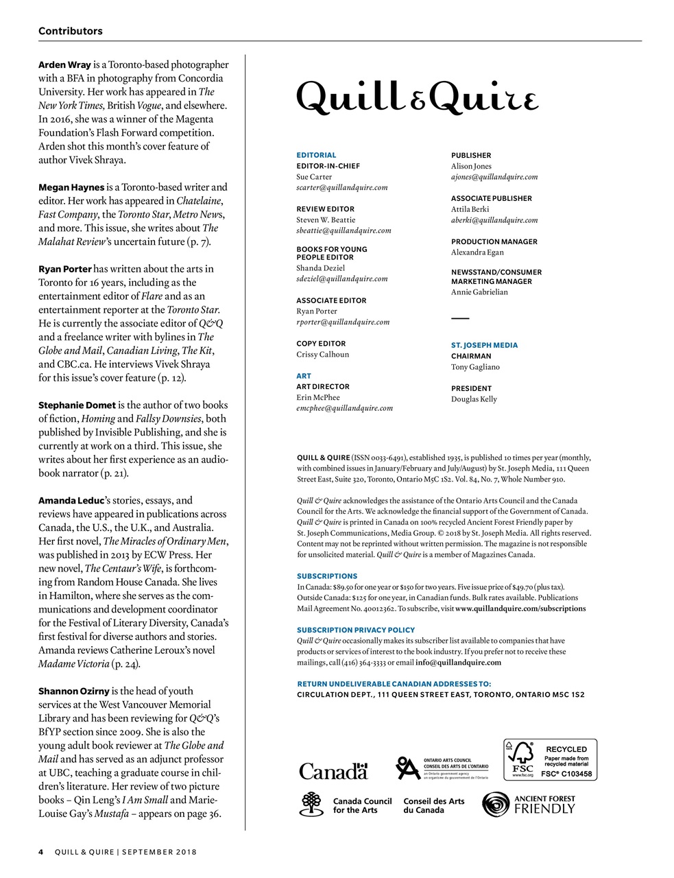 Quill & Quire Preview Pages
