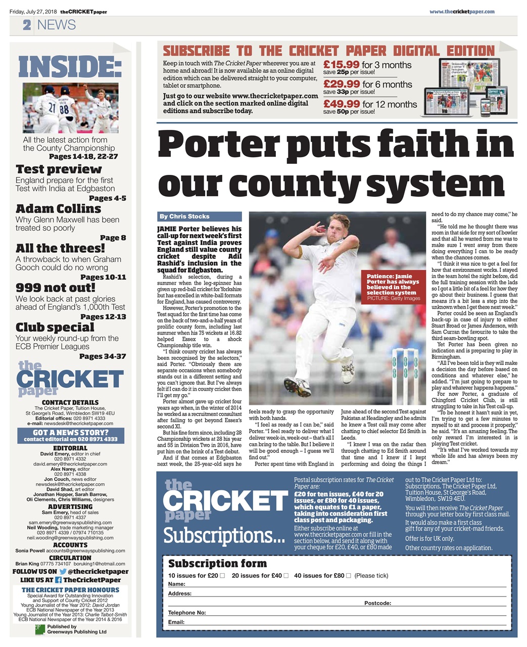The Cricket Paper Preview Pages