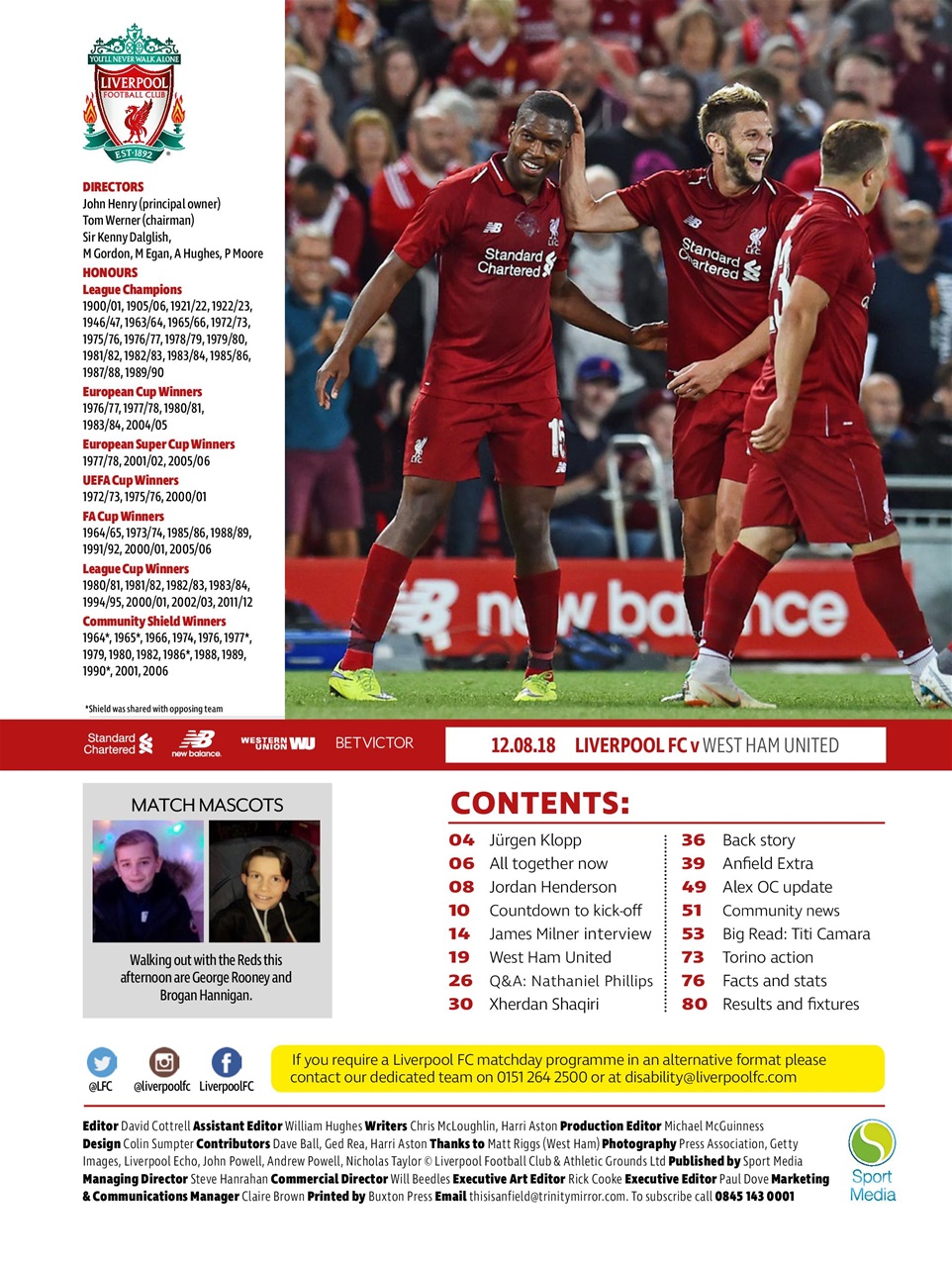 Liverpool FC Programmes Preview Pages