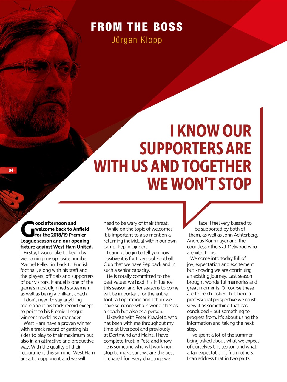 Liverpool FC Programmes Preview Pages