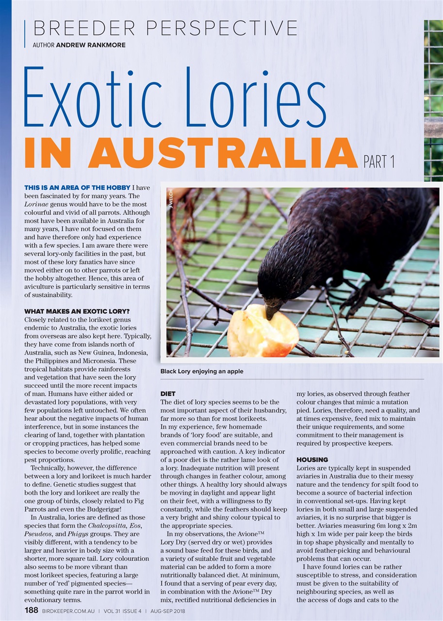 Australian Birdkeeper Magazine Preview Pages