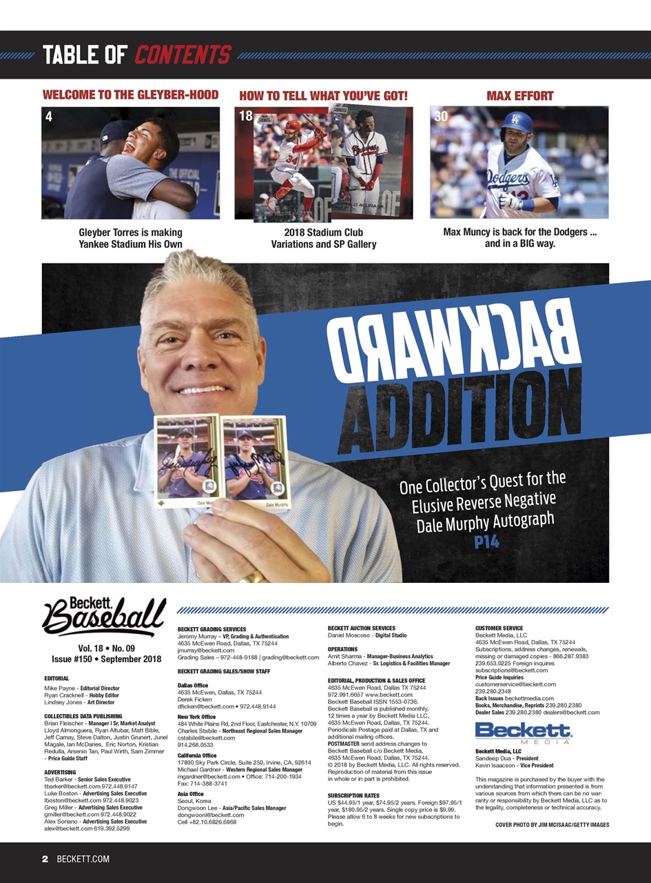Beckett Baseball Magazine Preview Pages
