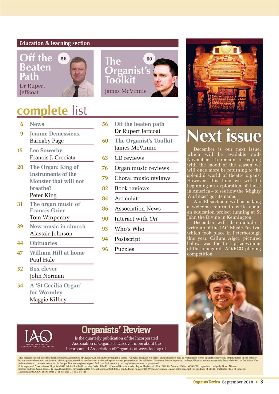 Organists' Review Preview Pages